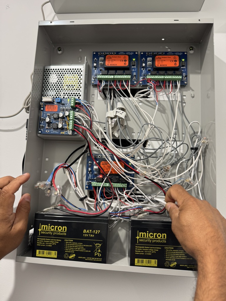 Legacy Bosch access hardware before UniFi retrofit at VECA Campbelltown